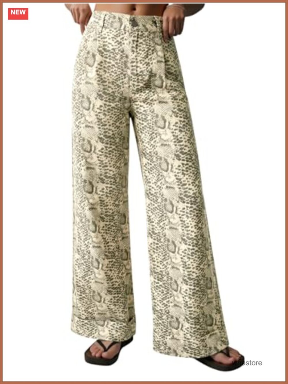 Women's Floral Baggy Wide Leg Jeans High Waisted Cotton Denim Pants